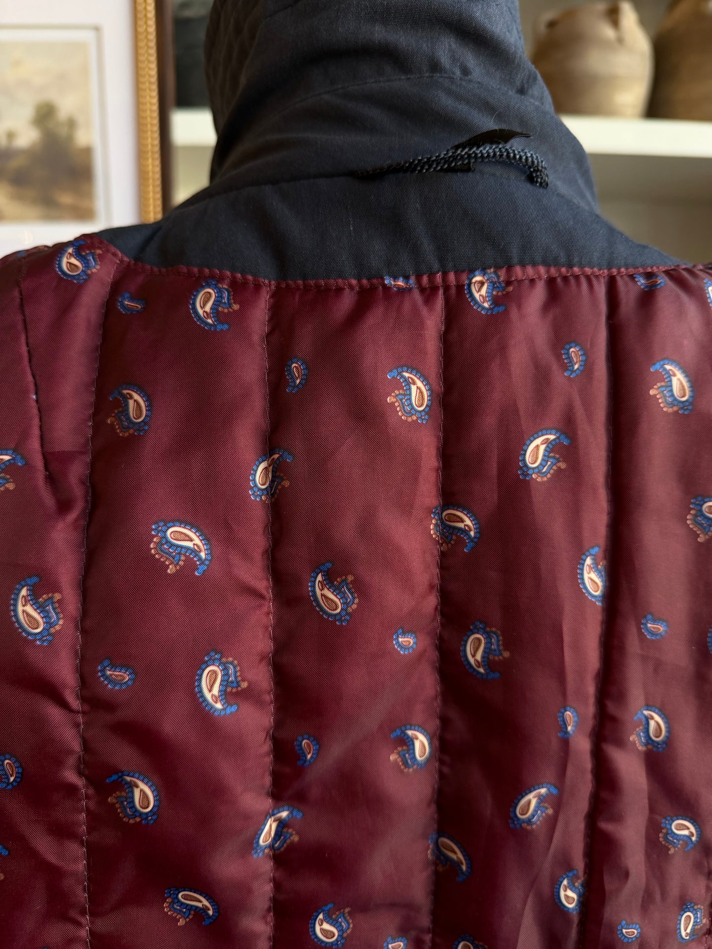 Vintage navy A line coat with insulation. Sourced in Paris