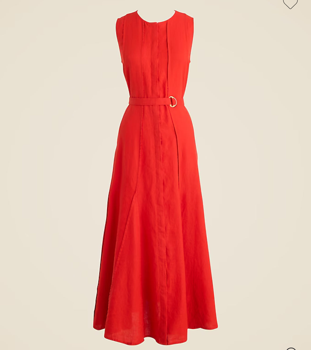 JCrew red seamed linen dress with removable dress. Size medium tall