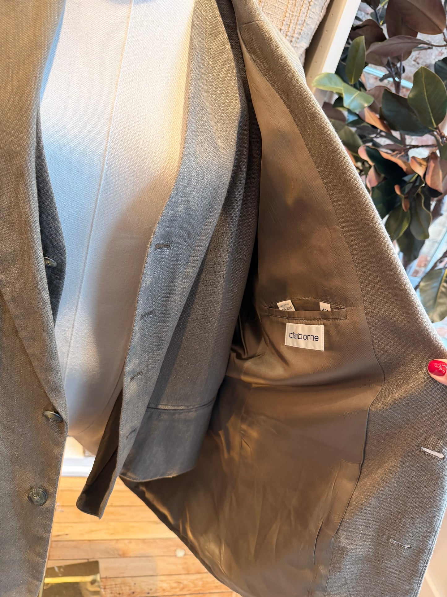 90s Calvin Klein green linen vest and blazer