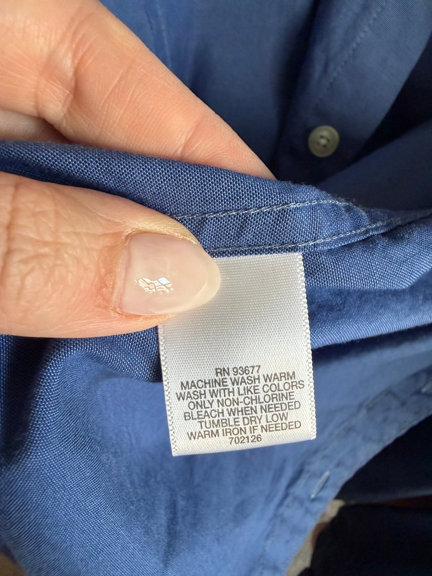 00s Claiborne blue cotton button down.
