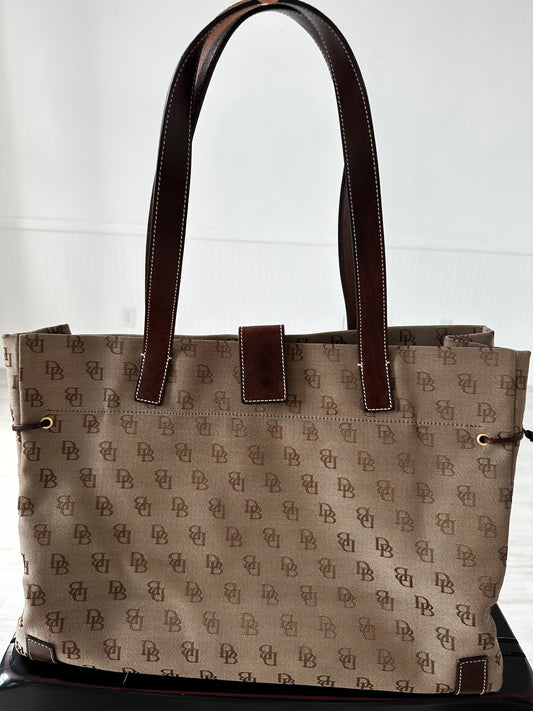 90s Dooney and Bourke signature monogram canvas tote bag