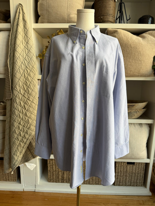 90s Lands End blue Oxford button down. Made in Hong Kong