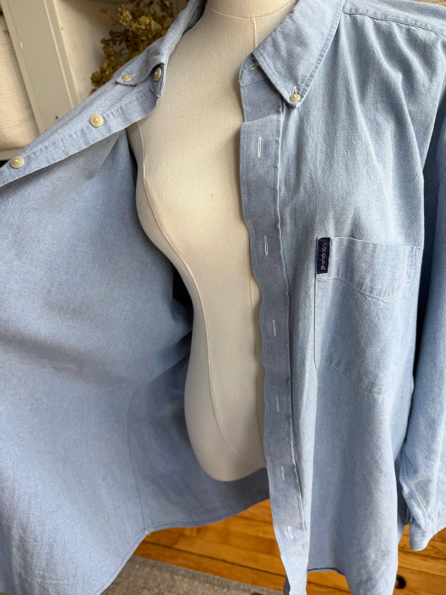90s Chaps Ralph Lauren chambray button down. Made in the USA