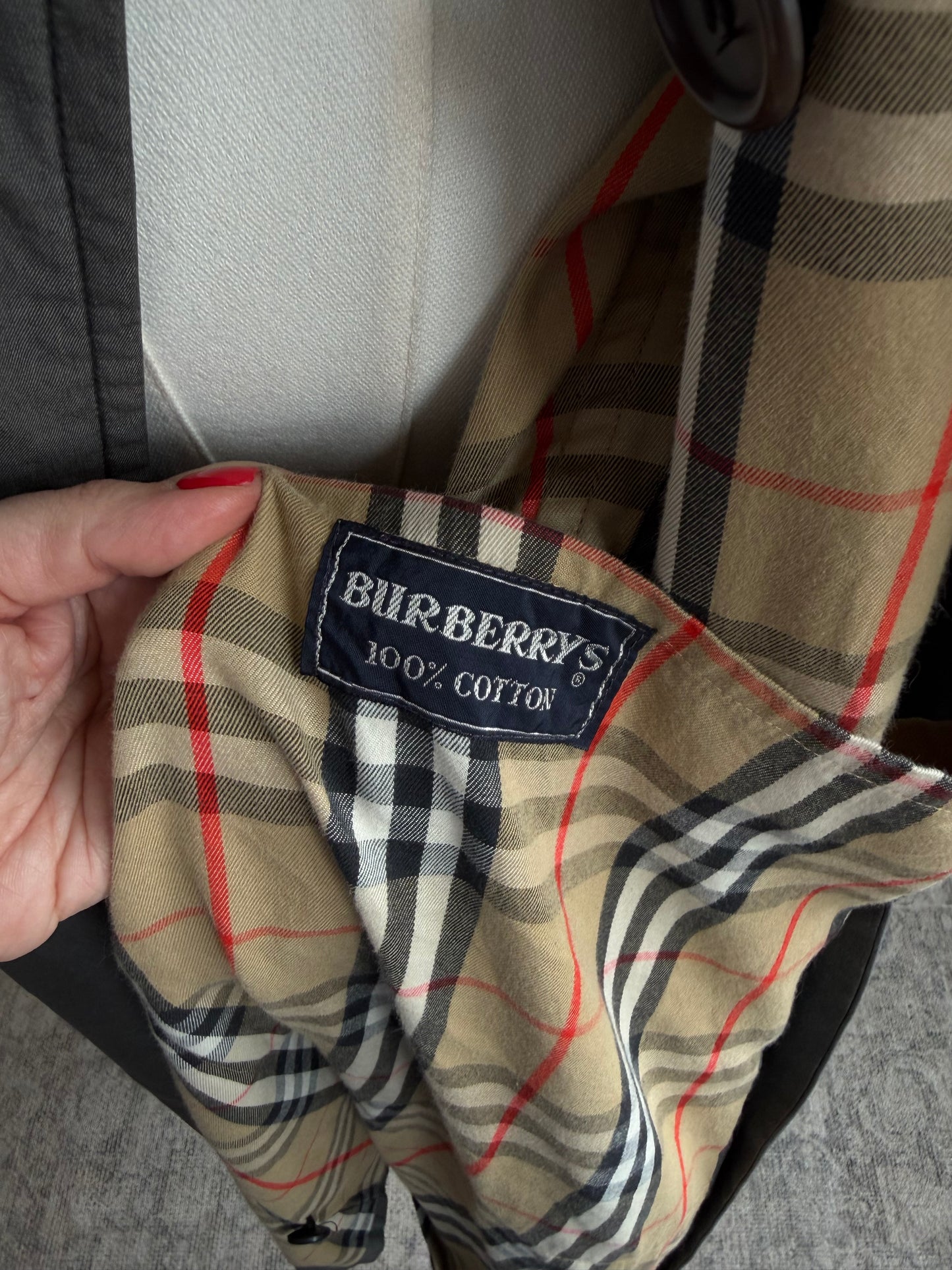 Vintage Burberry grey trench with removable wool collar