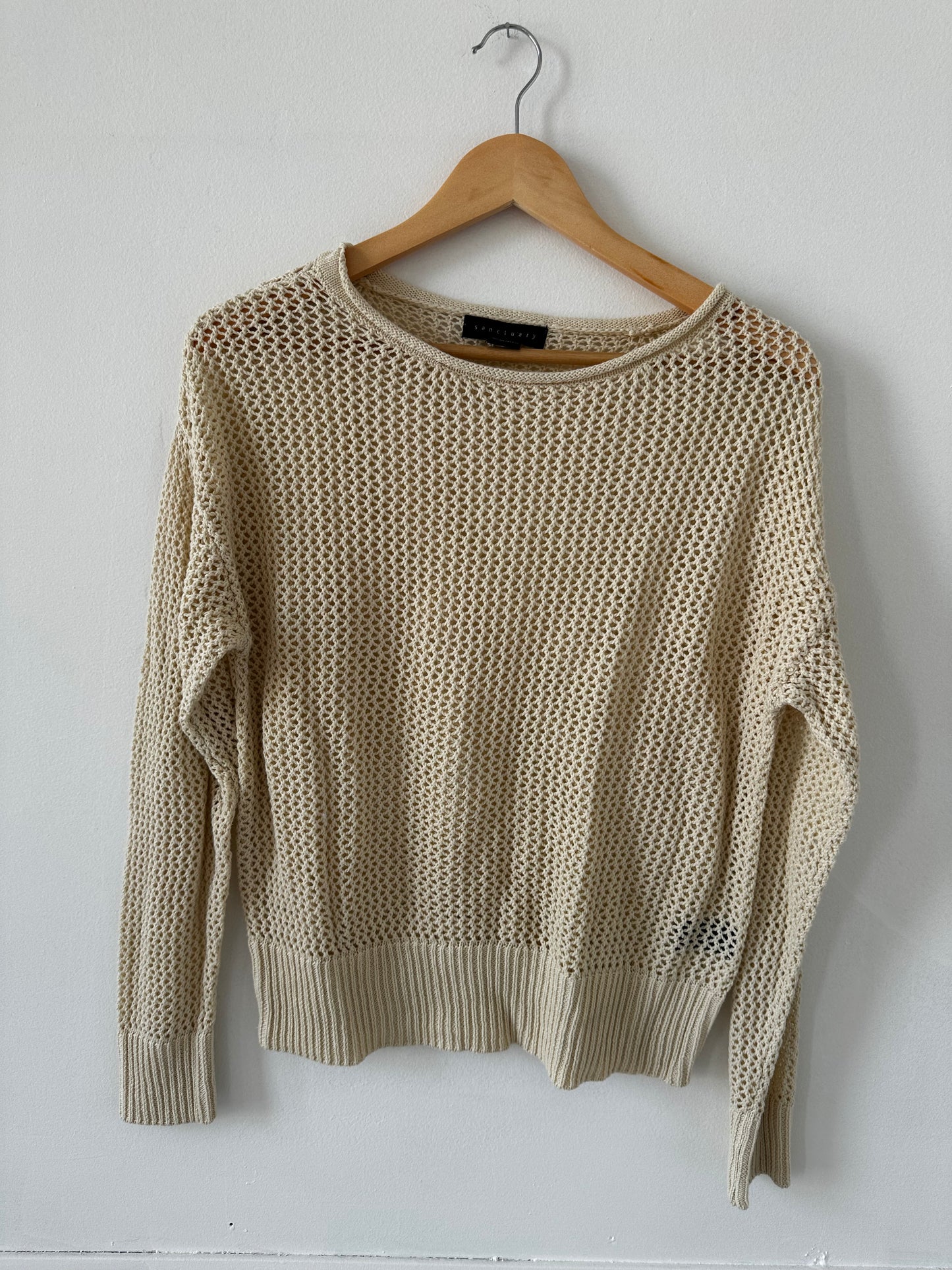Sanctuary open knit cotton sweater. Size medium