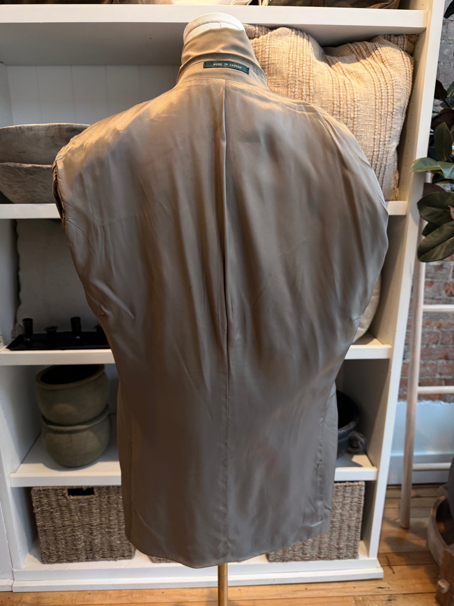 90s Calvin Klein green linen vest and blazer