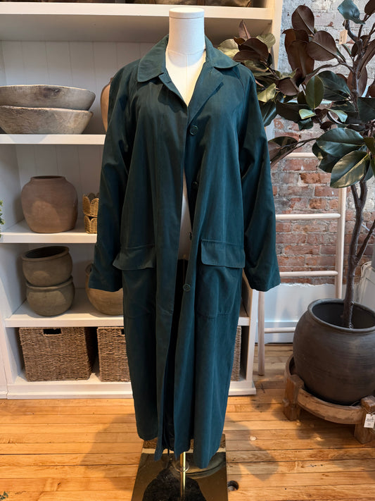 00s London Fog green draft trench with zip out lining