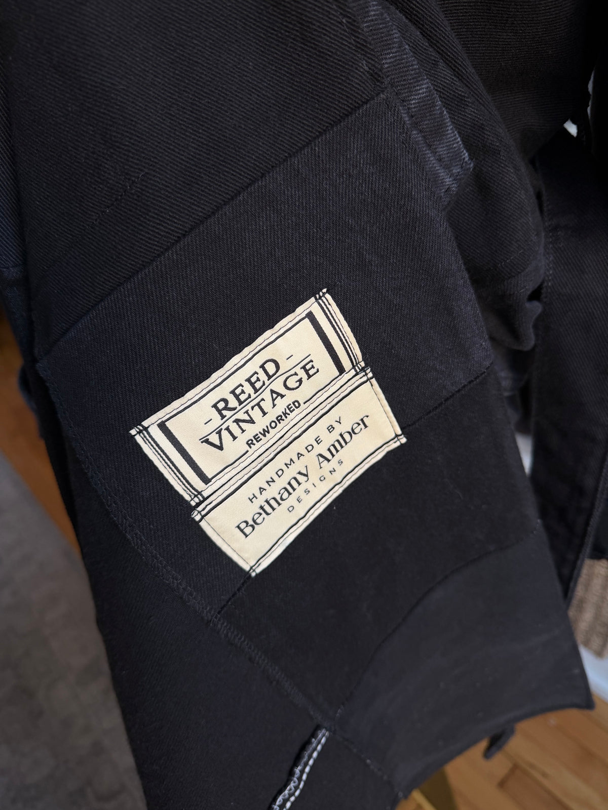 #8 Reworked black denim trench. Size S