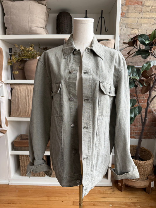 90s Lacoste sage green light weight denim jacket