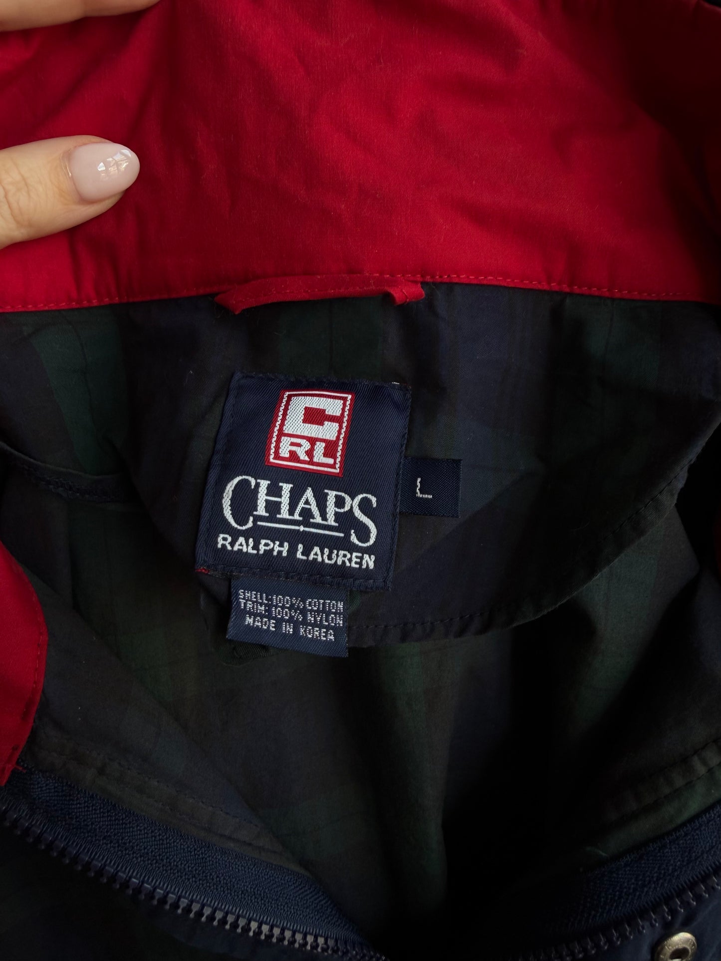 90s Chaps Ralph Lauren plaid anorak windbreaker. Made in Korea. Fits S-L