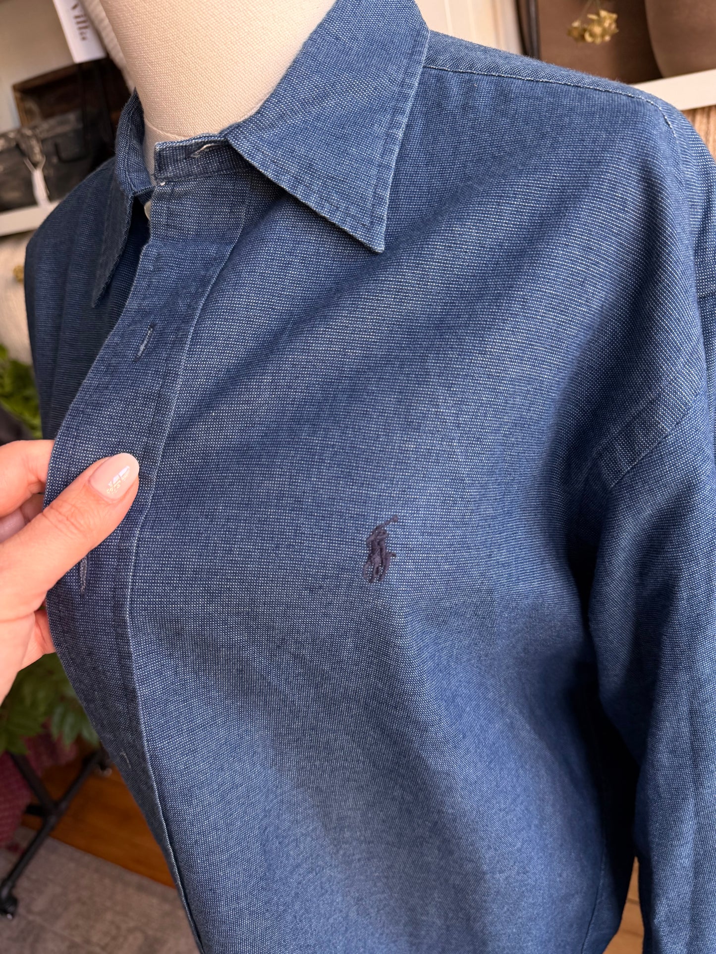 90s Ralph Lauren navy poplin button down