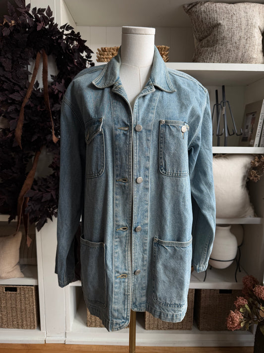 90s Liz Claiborne denim chore coat. Fits XS-M petite