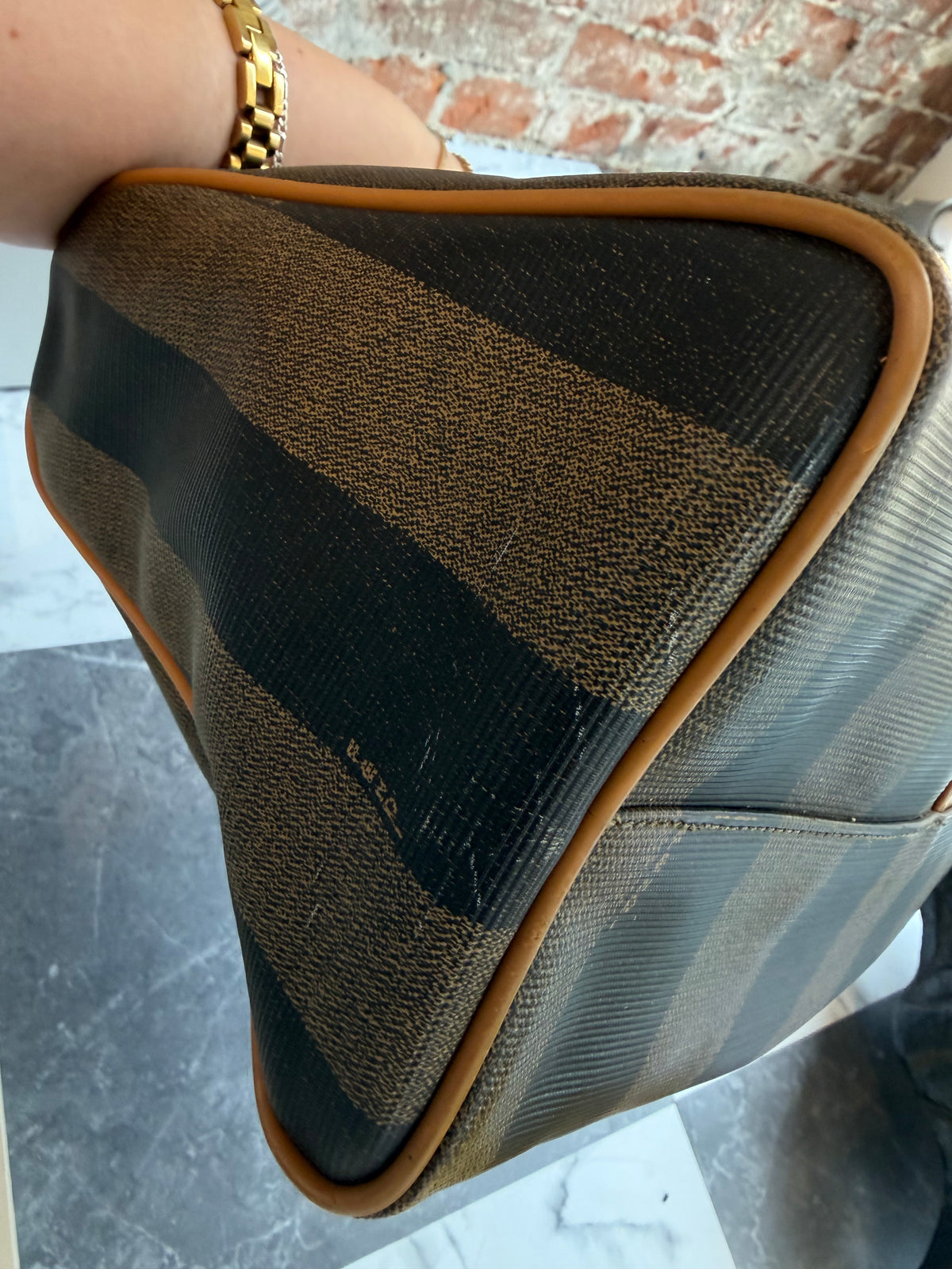 80s Fendi Pequin Boston bag with original duster bag and gift bag