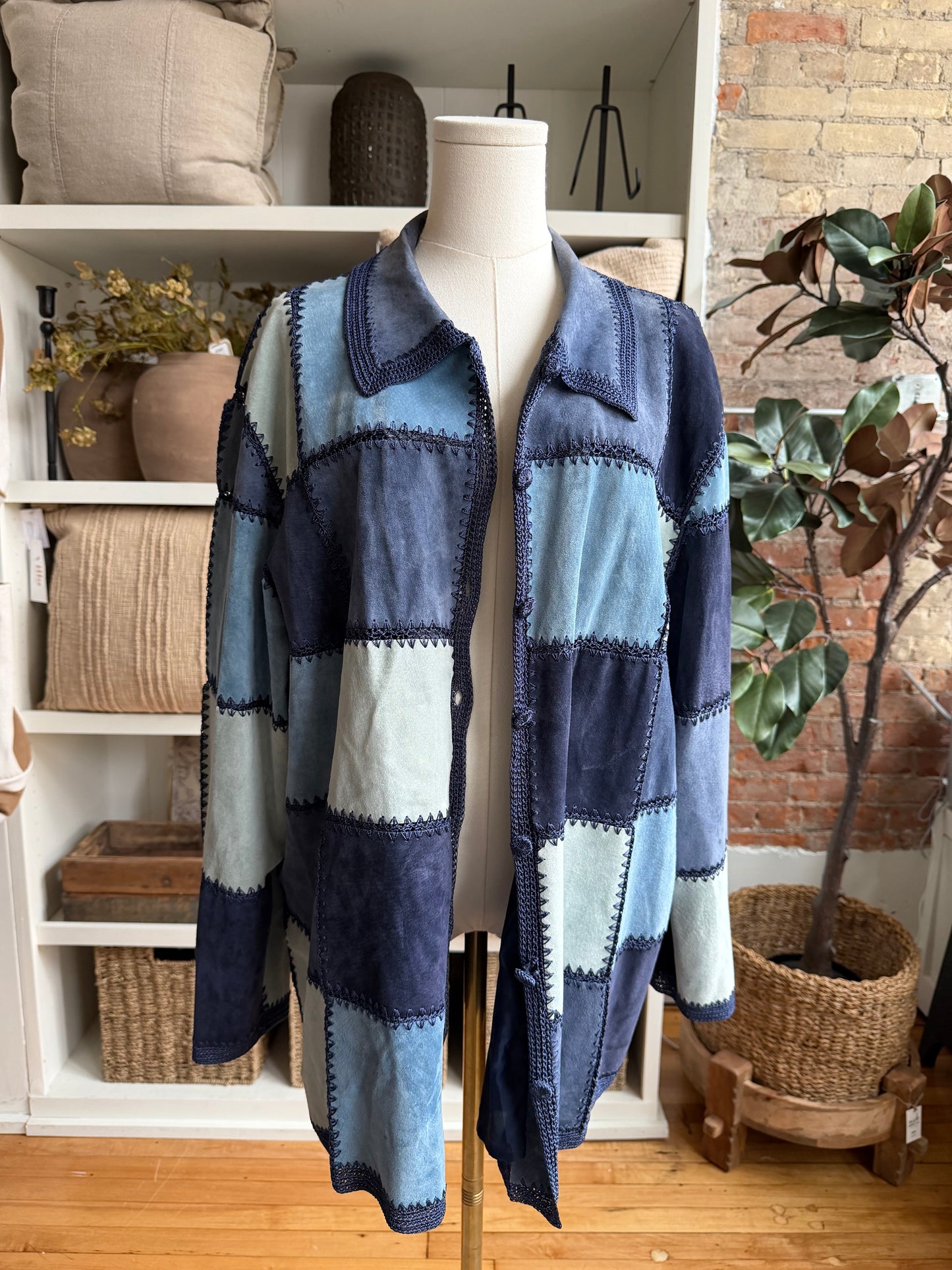 00s Denim and Co suede patchwork jacket
