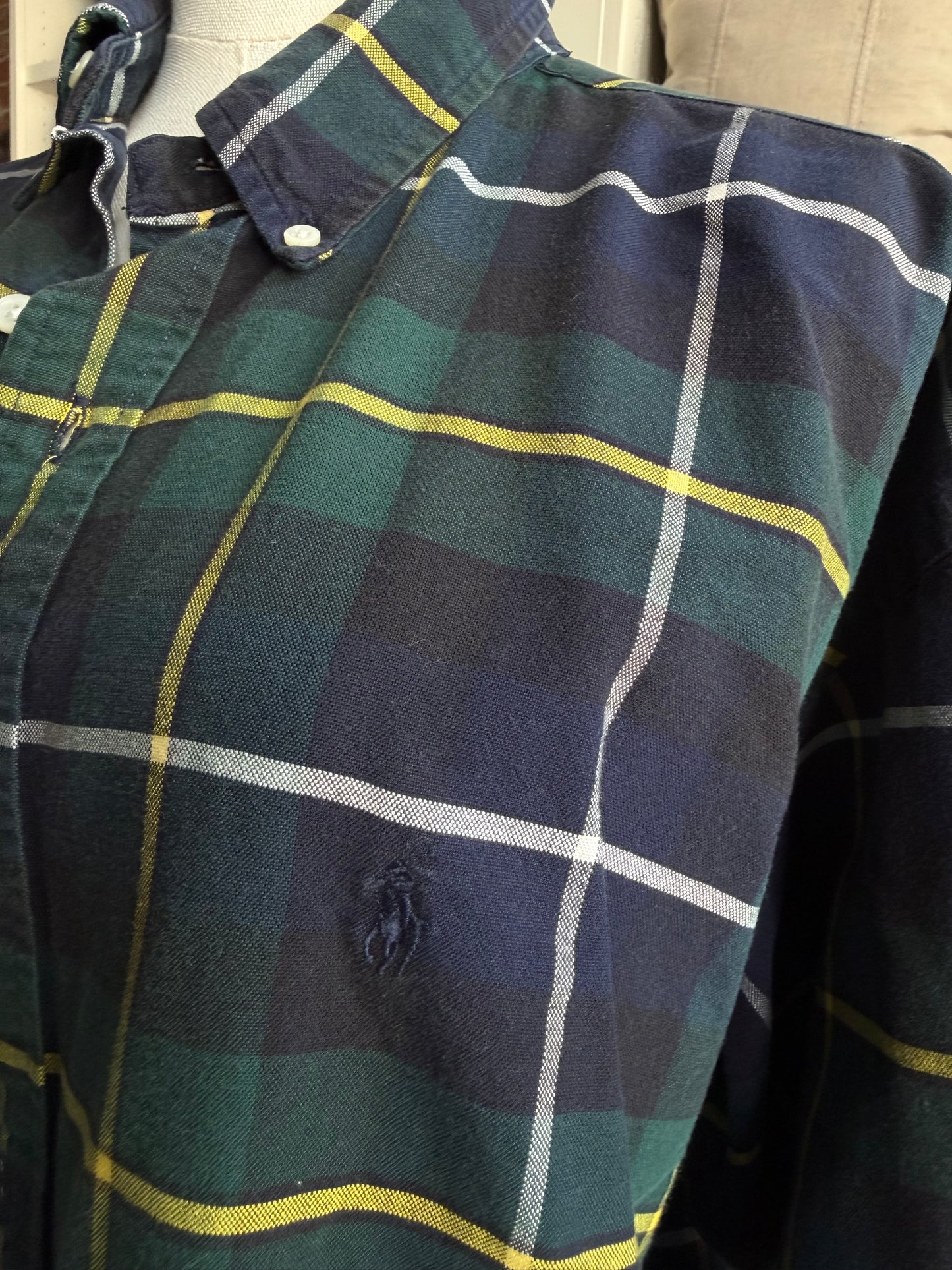 90s Ralph Lauren navy plaid button down