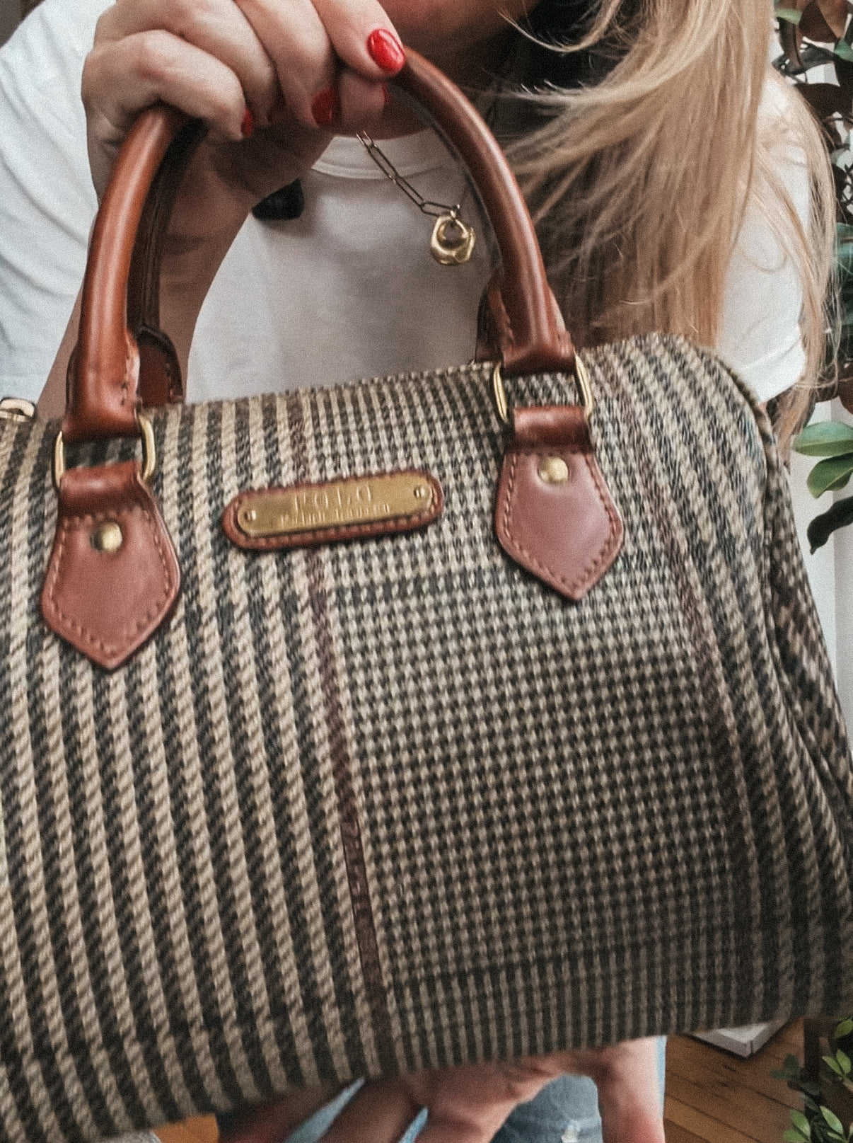 90s Polo Ralph Lauren small duffle style hand bag with leather straps