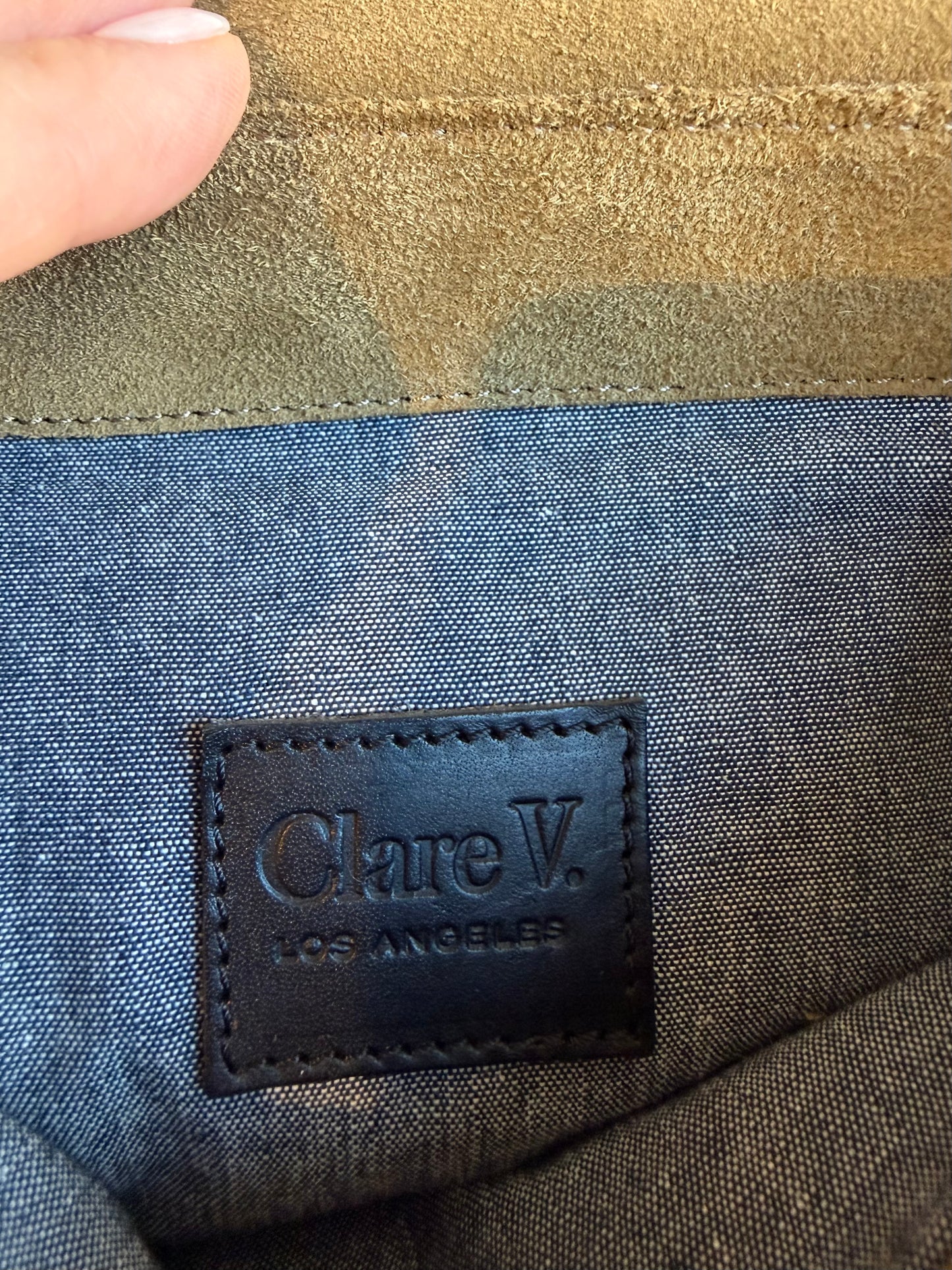 Clare V Turlock Louis in Oat suede (olive green)