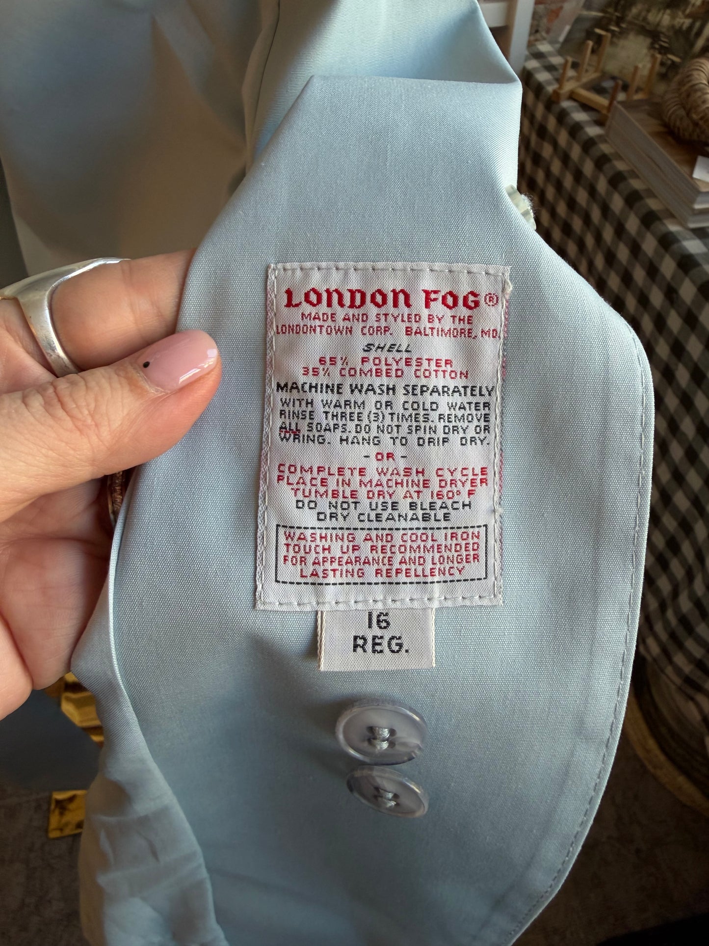 60s London Fog blue trench coat. Made in the USA #12