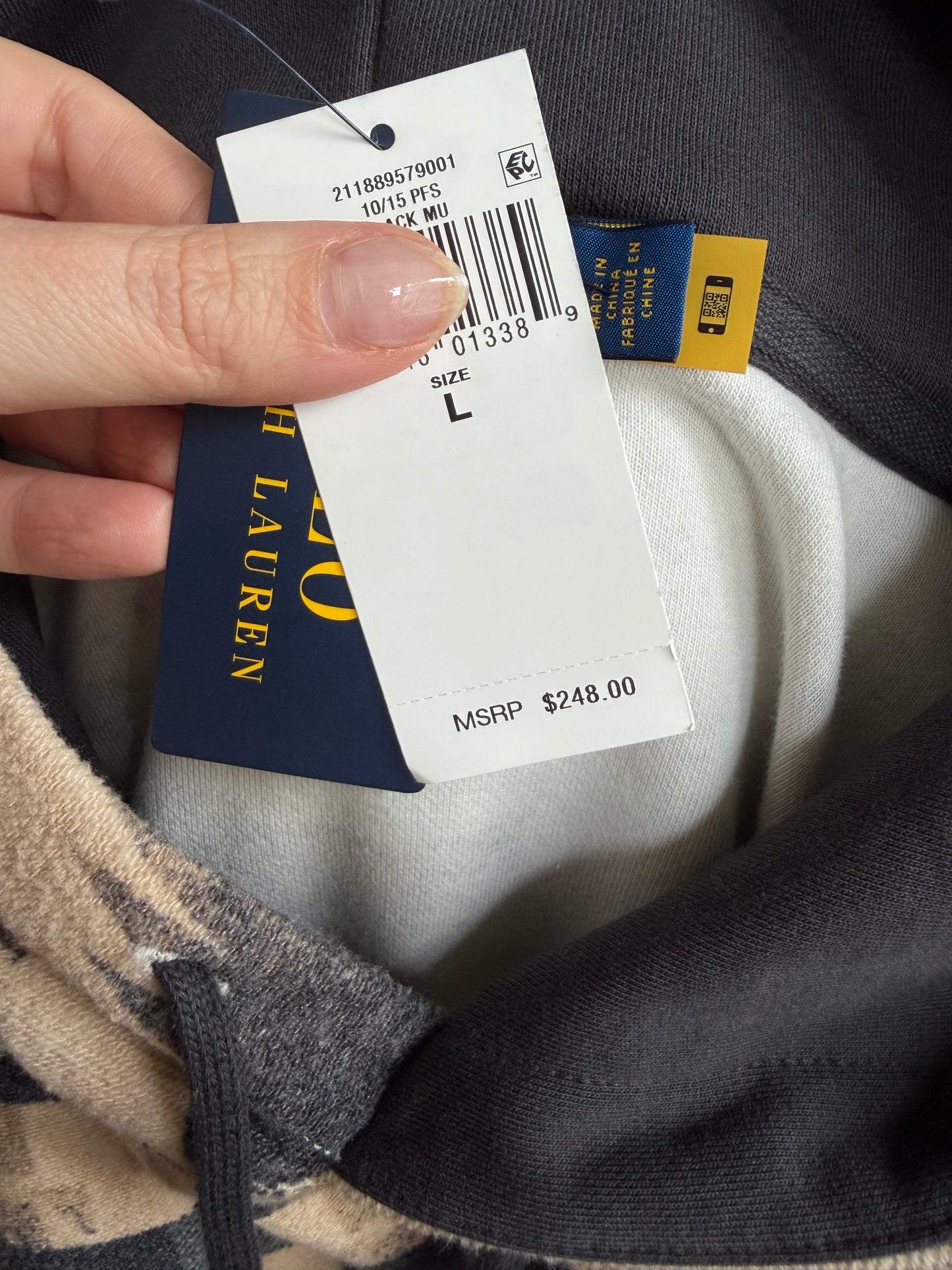 Polo Ralph Lauren patterned hoodie. New with tags. Fits M-XL