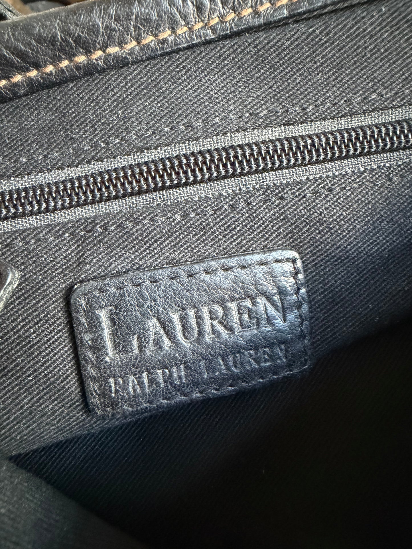 90s Lauren by Ralph Lauren black pebbled leather crossbody