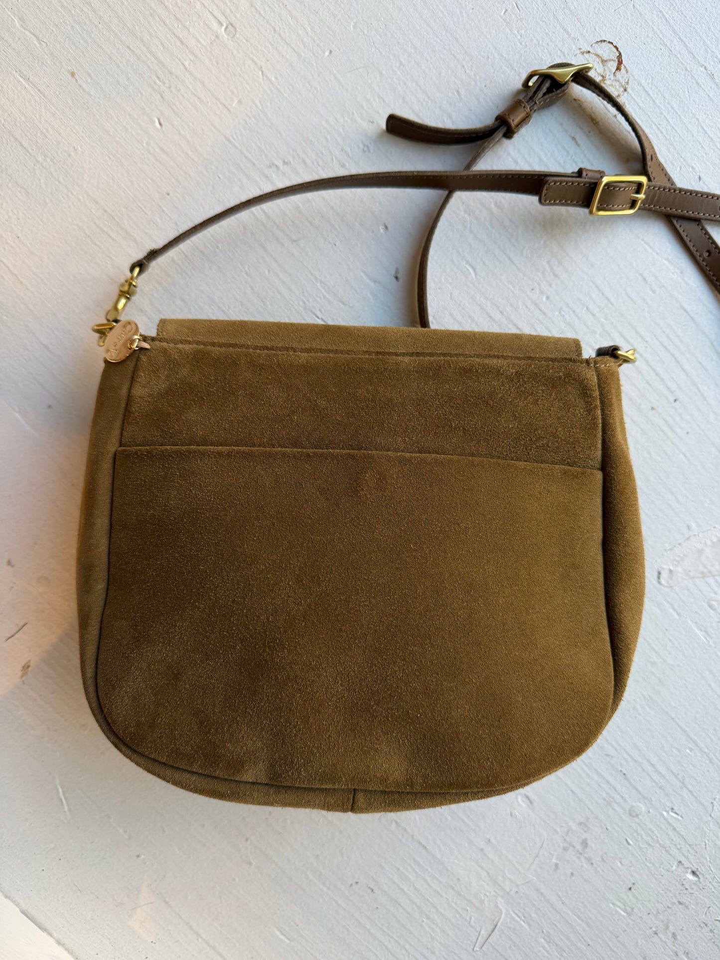 Clare V Turlock Louis in Oat suede (olive green)