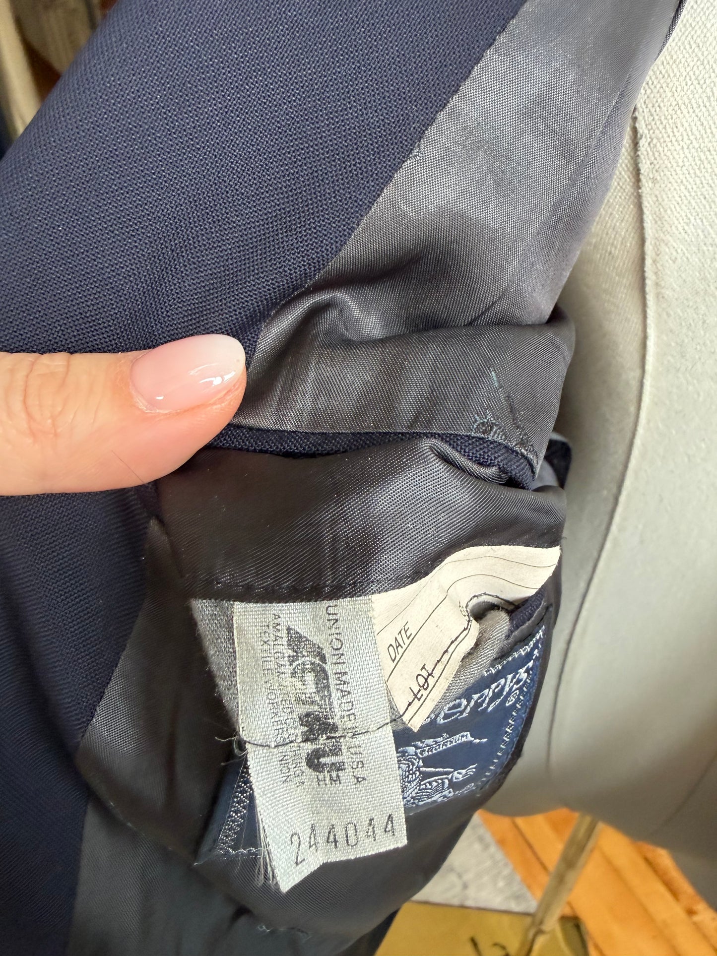 80s Burberry navy wool blazer. Made in the USA
