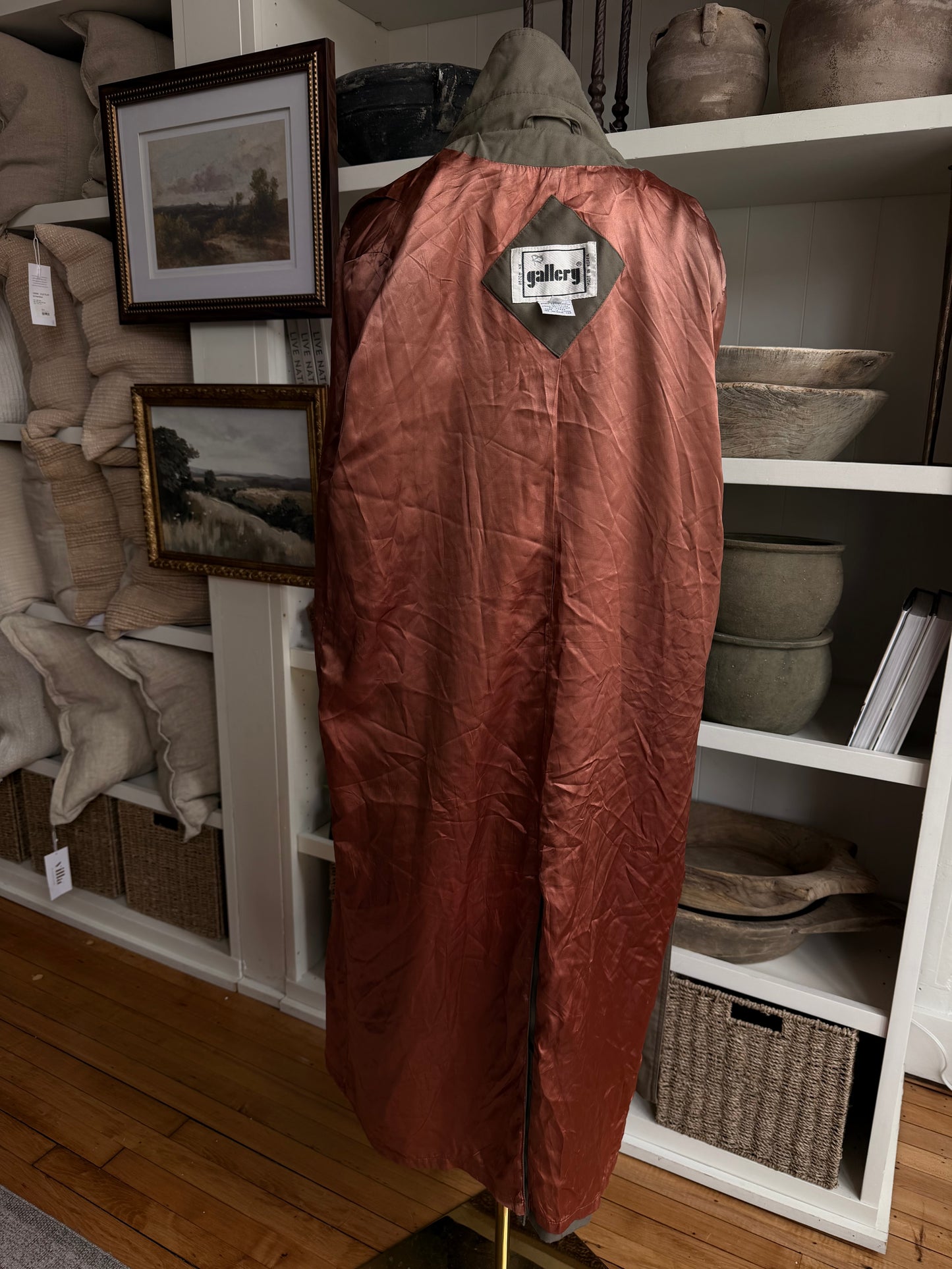 80s Gallery green trench. Made in Korea