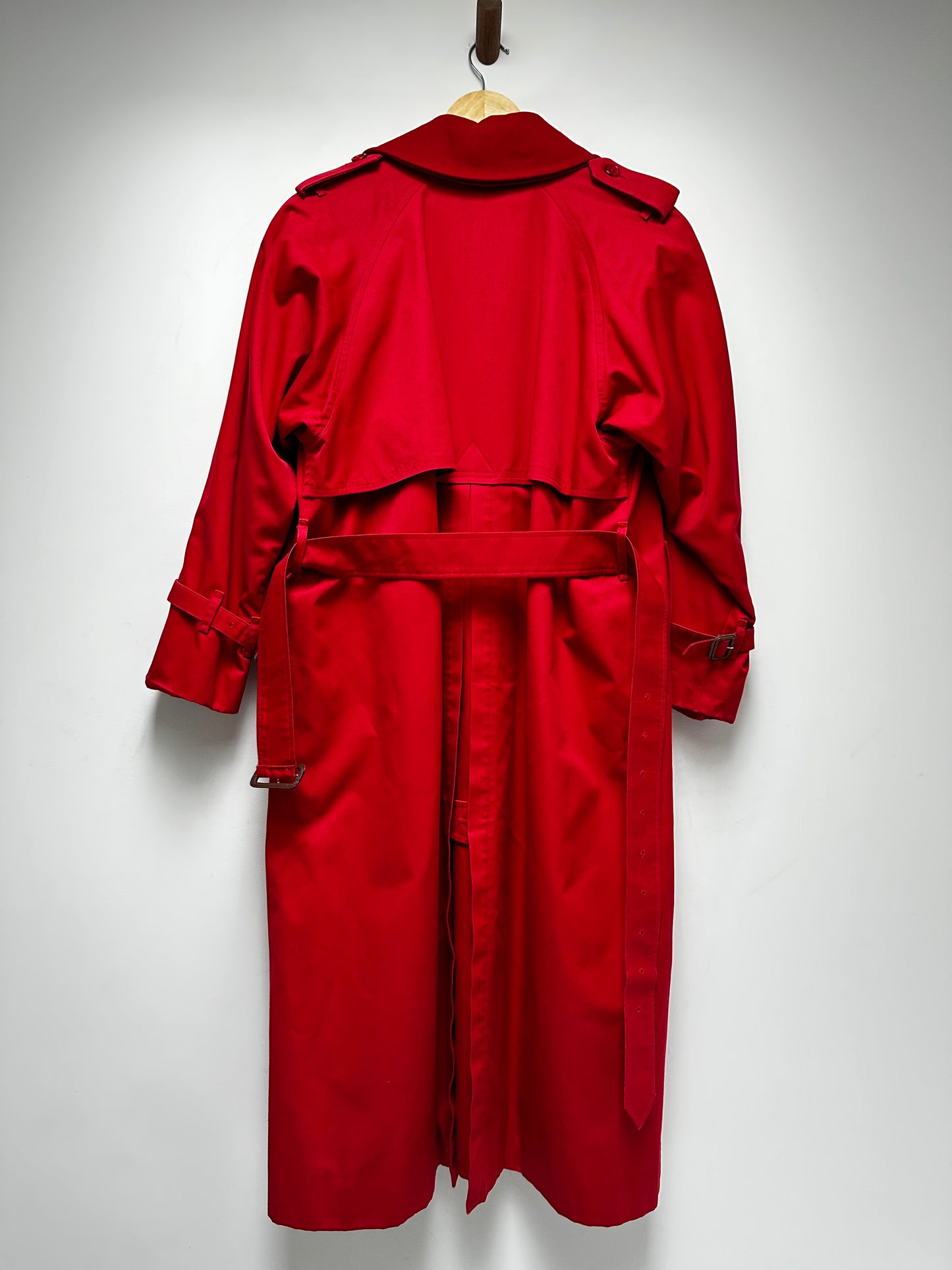 Vintage Red Burberry double breasted trench with removable wool lining