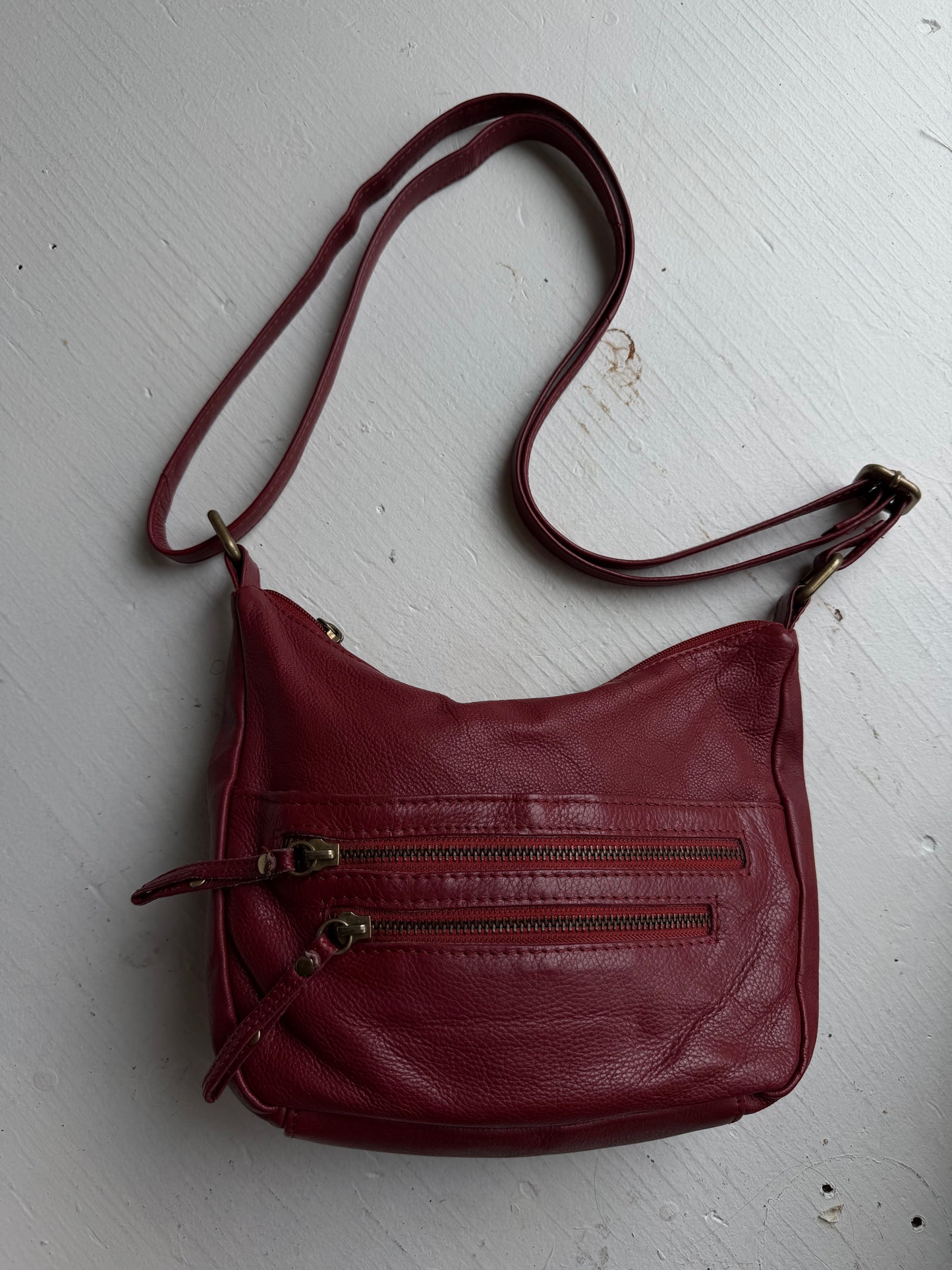 90s Great American Leather  Works red leather crossbody bag