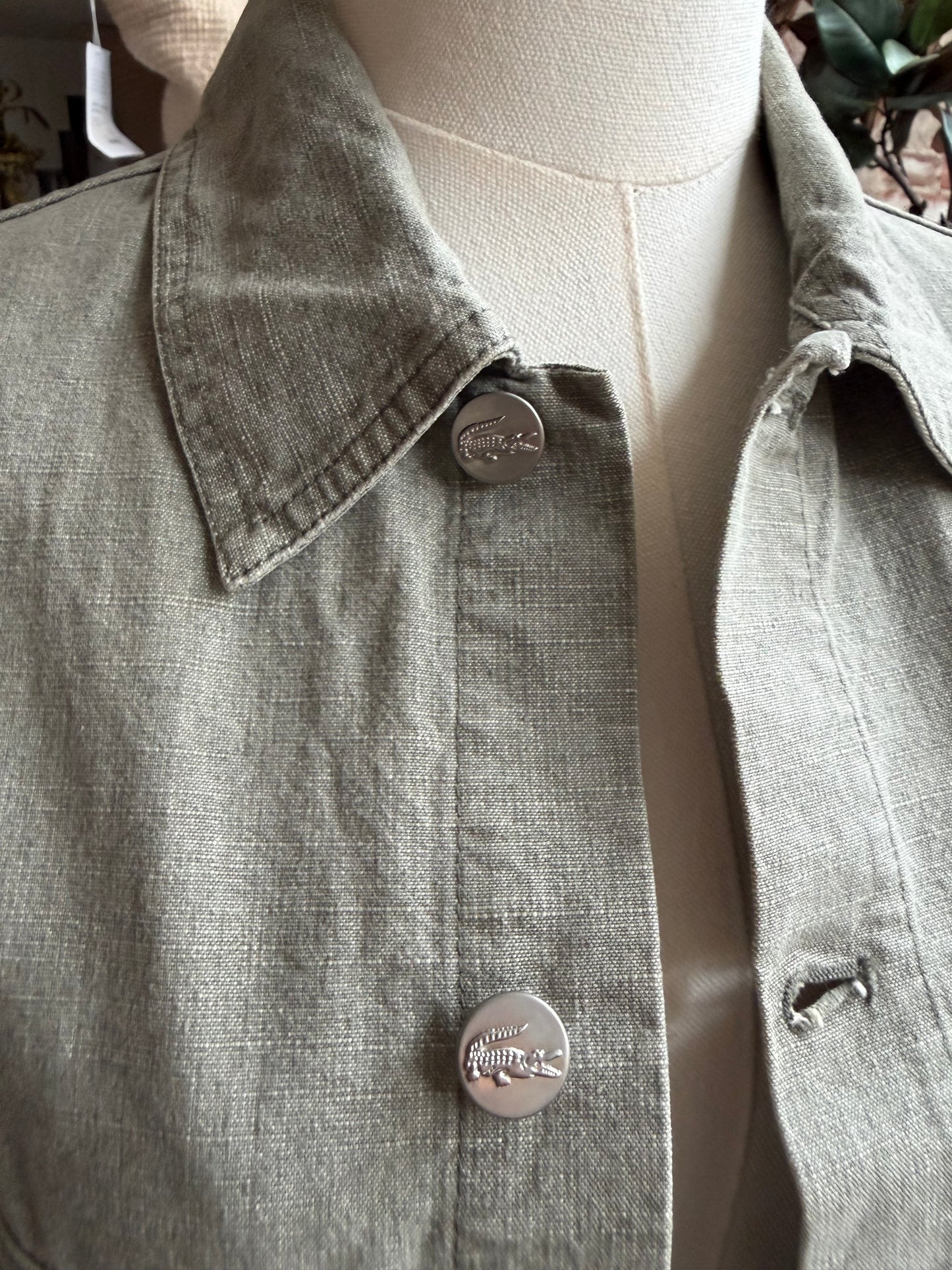 90s Lacoste sage green light weight denim jacket