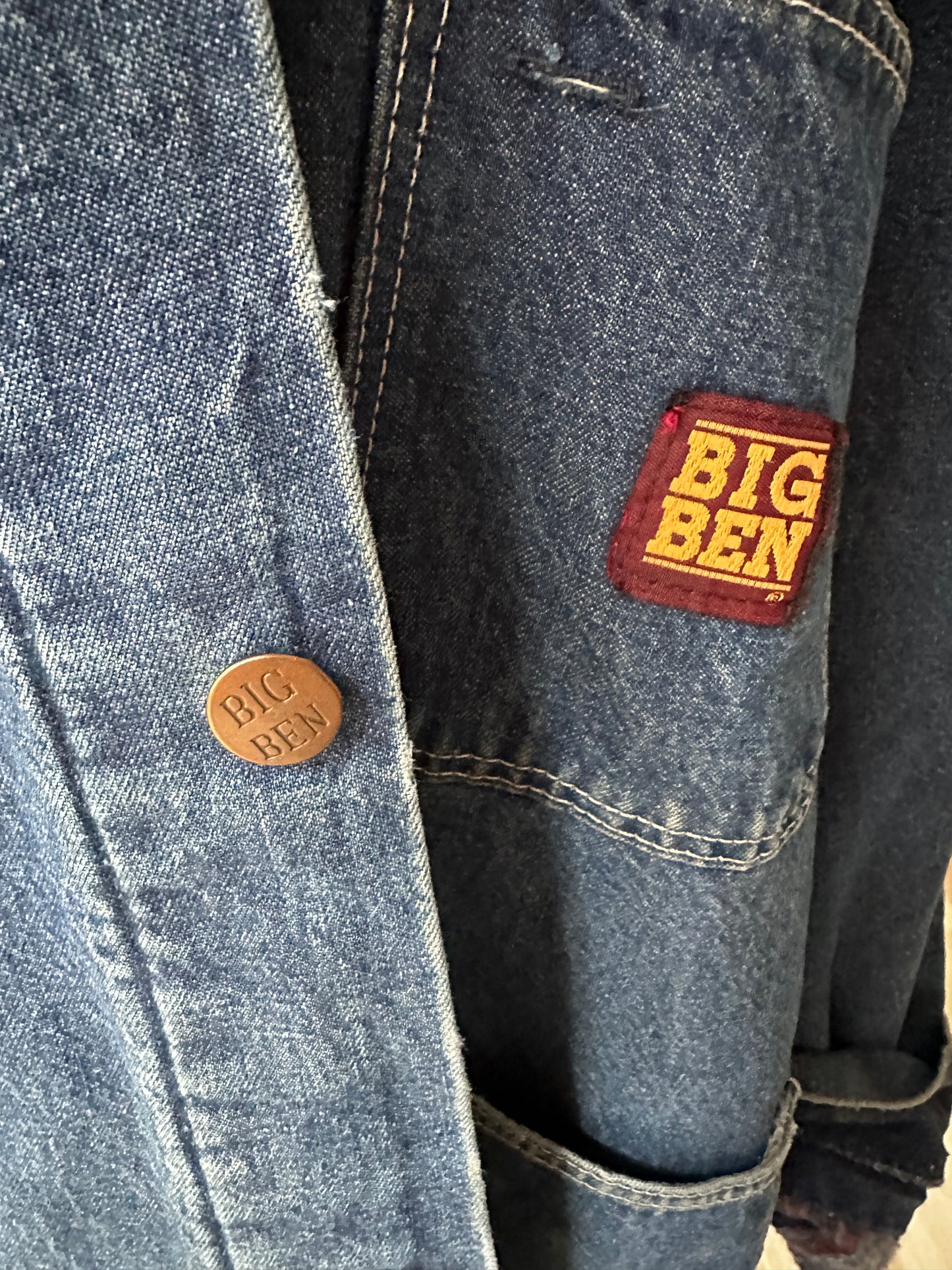 80s Big Ben denim blanket lined chore coat. Made in the USA