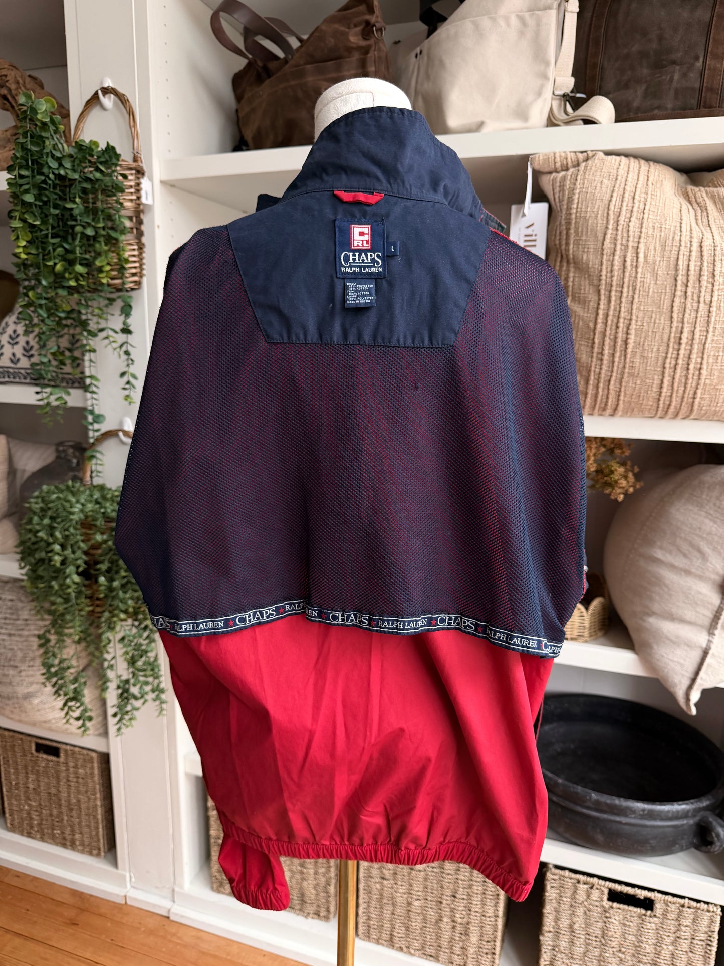 90s Chaps Ralph Lauren red windbreaker. Made in Russia
