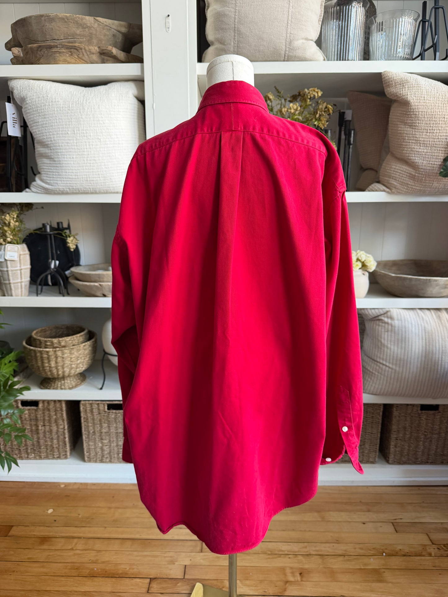 90s Ralph Lauren red cotton button down