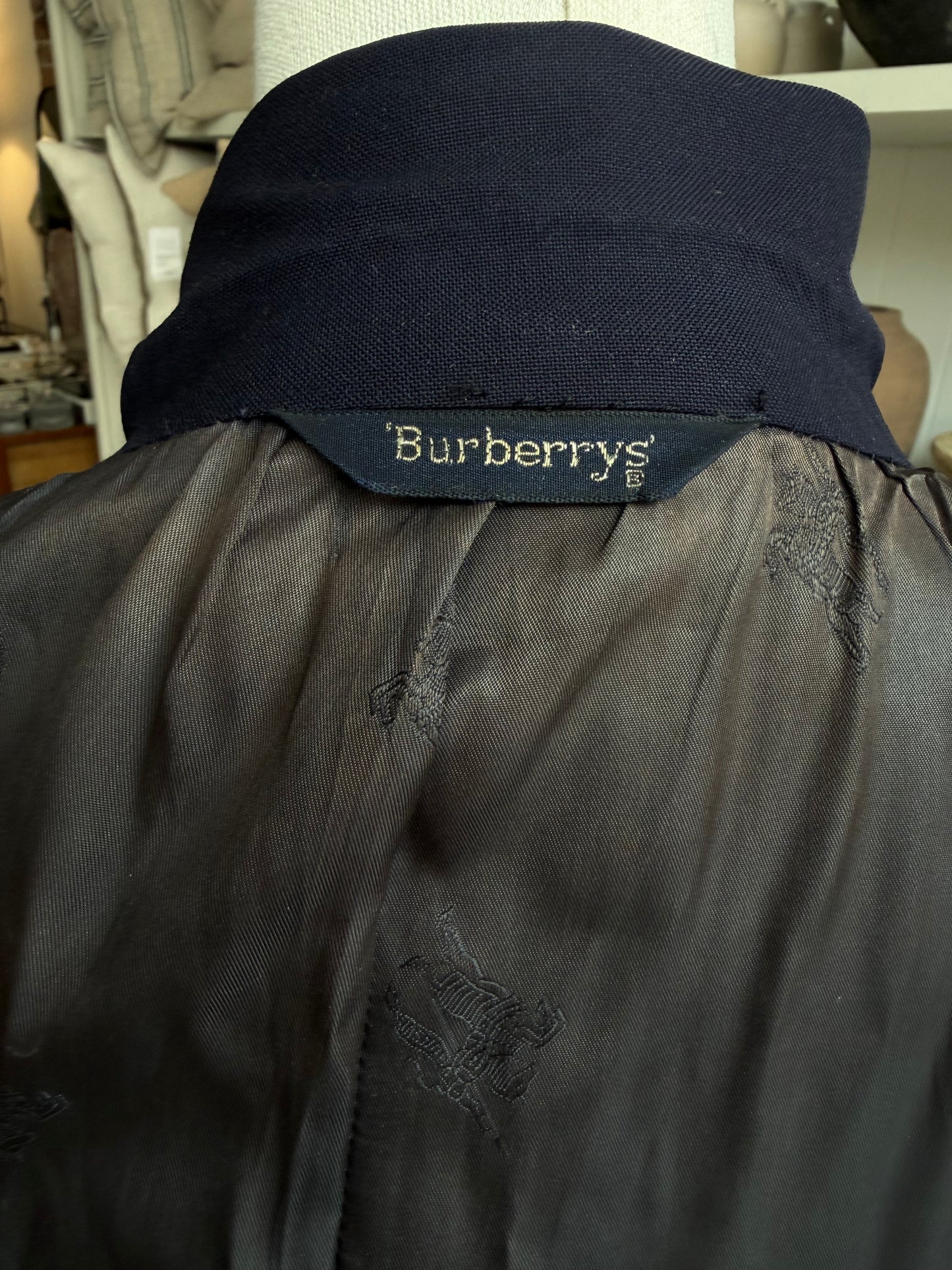 80s Burberry navy wool blazer. Made in the USA
