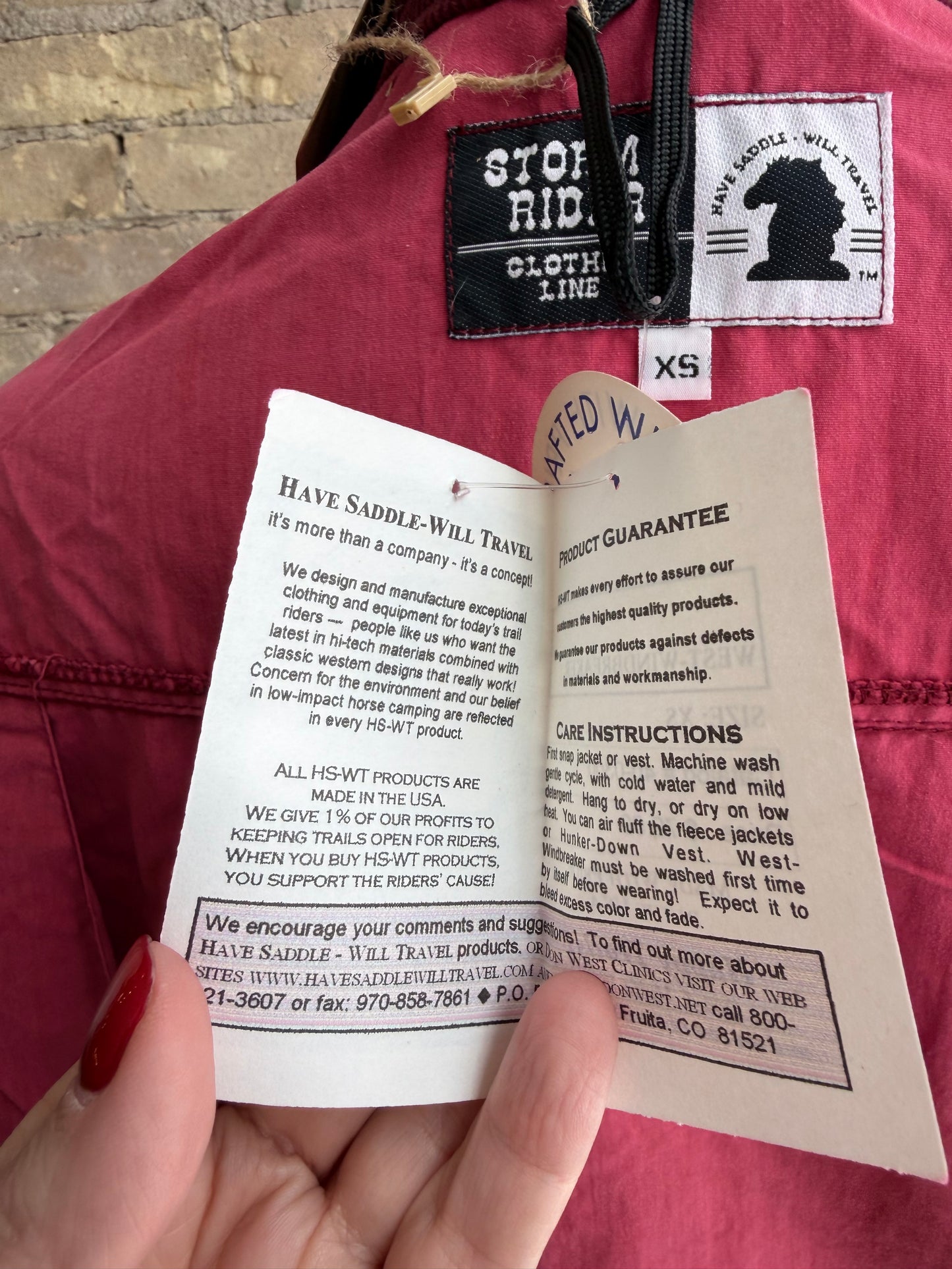 Storm Rider faded red jacket. NWT. Made in USA