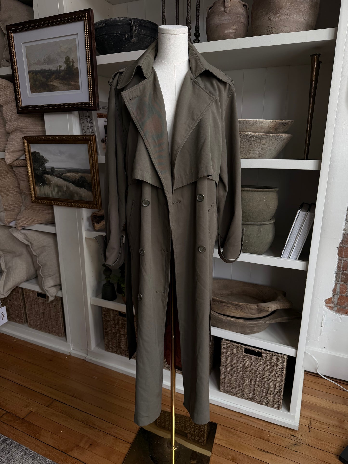 80s Gallery green trench. Made in Korea