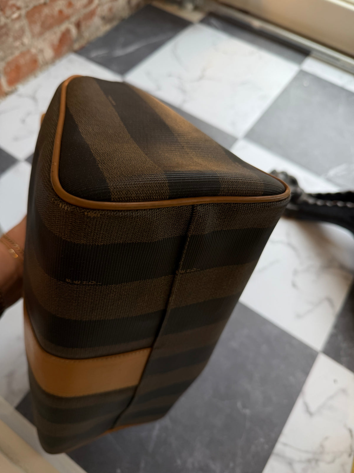 80s Fendi Pequin Boston bag with original duster bag and gift bag
