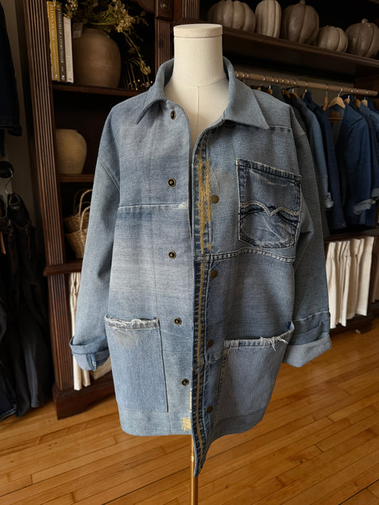 #17 Reworked vintage denim chore coat. Size M
