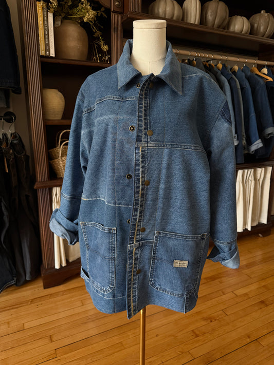 #20 Reworked vintage denim chore coat. Size L