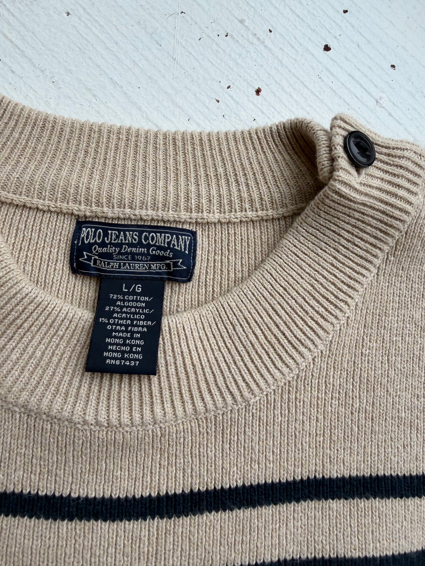 90s Polo Jeans Co cotton sweater. Made in Hong Kong
