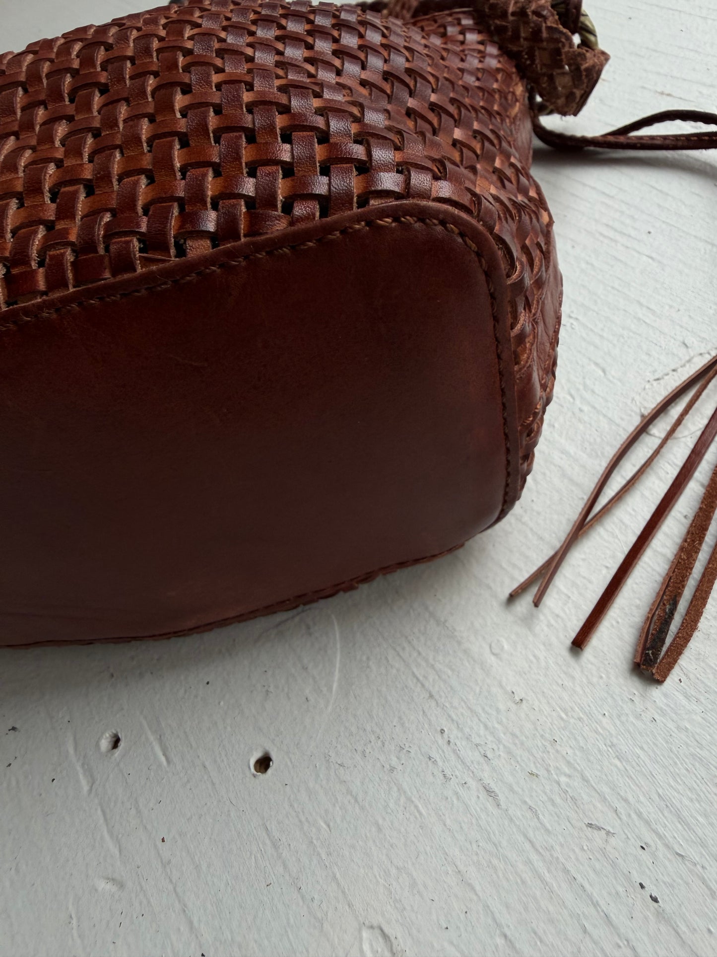 00s Patricia Nash leather woven crossbody bag