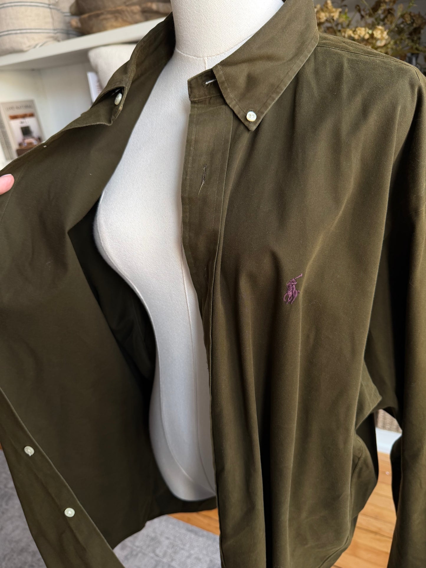 90s Ralph Lauren Olive button down