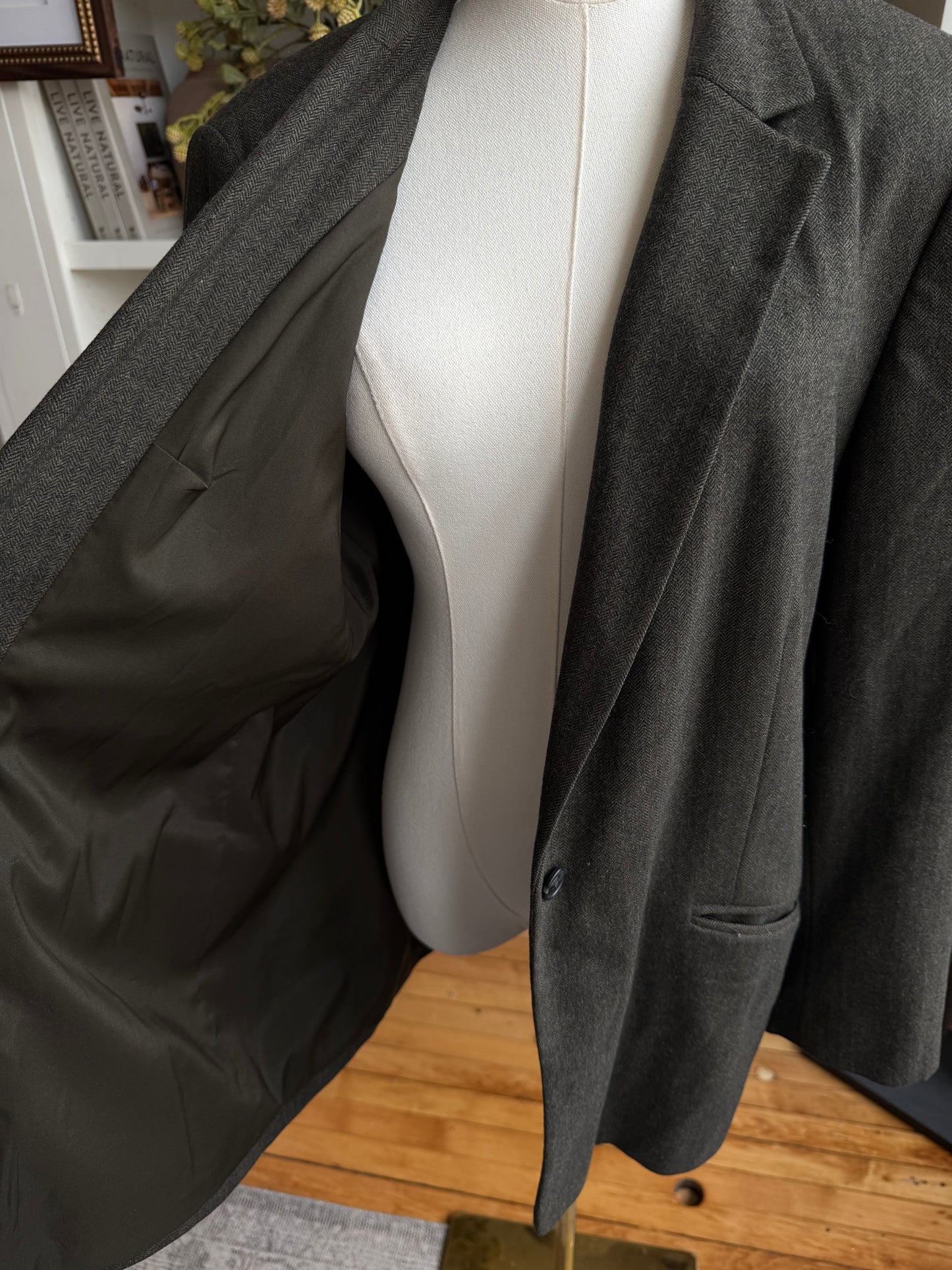 Lands End green wool cashmere blazer