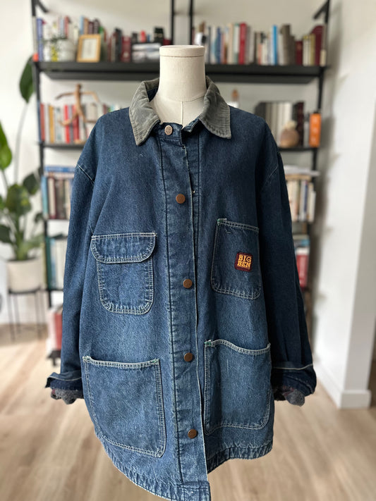 80s Big Ben denim blanket lined chore coat. Made in the USA