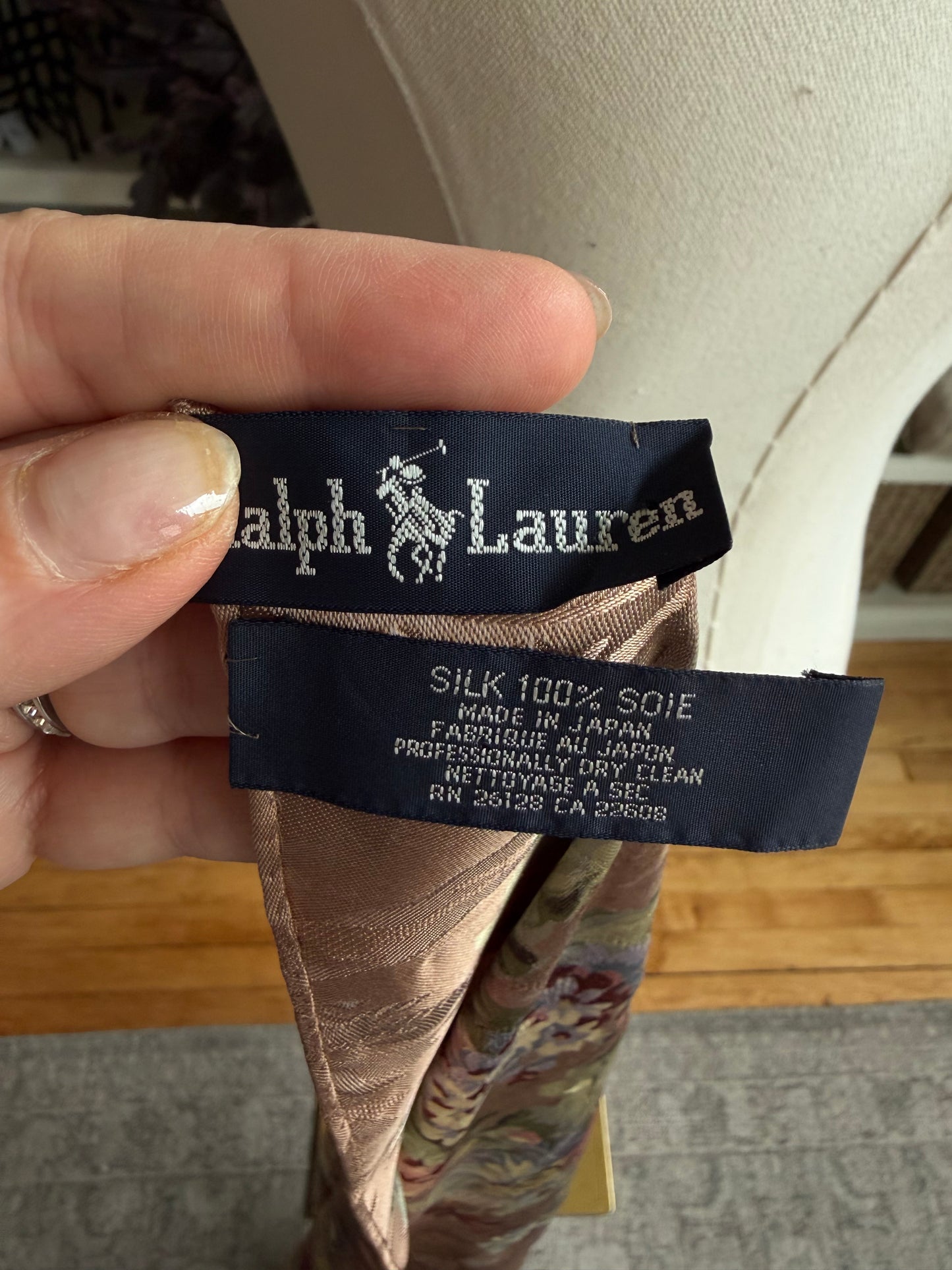 80s Ralph Lauren Silk Scarf. Made in Japan