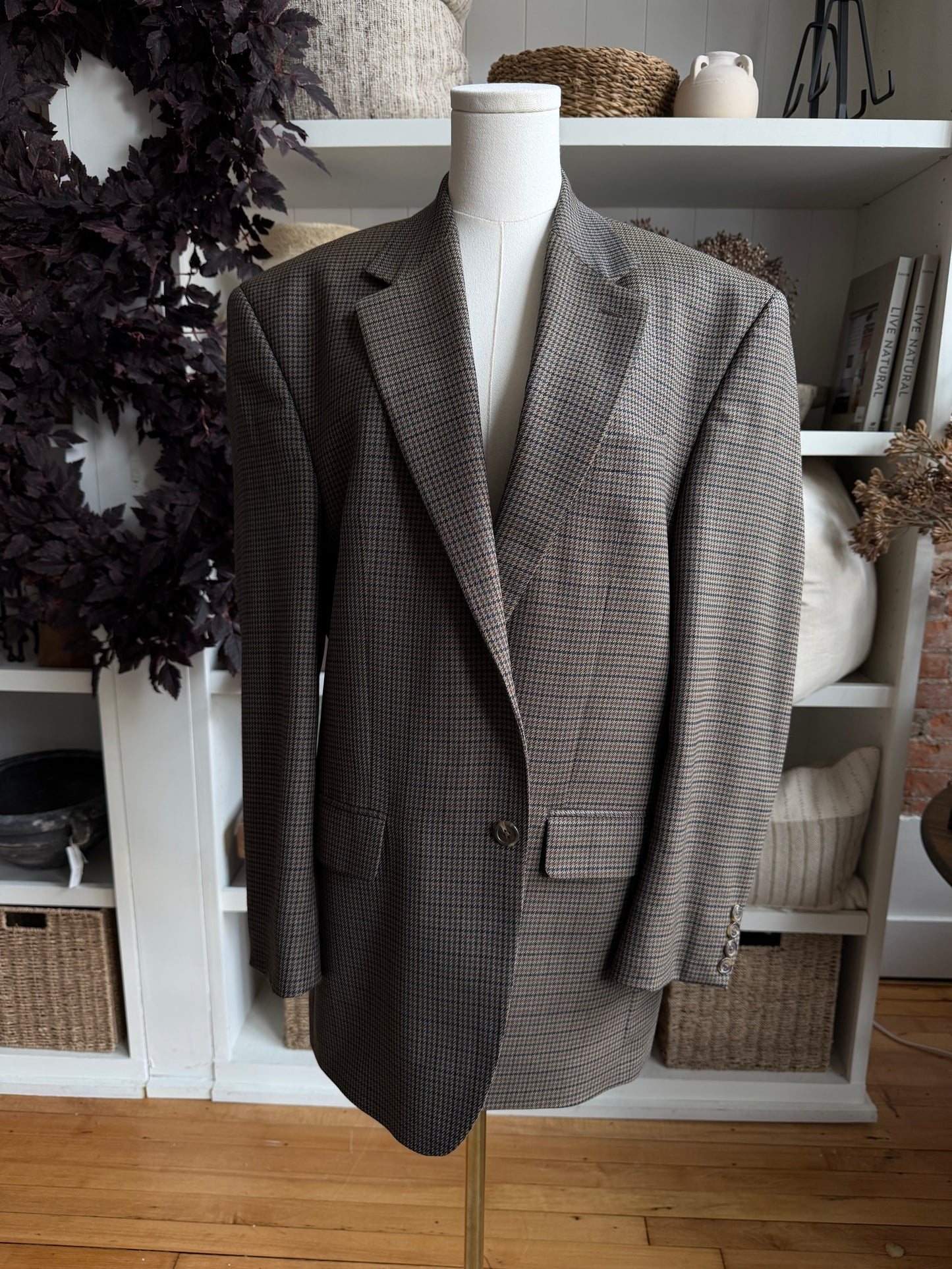 90s Lauren by Ralph Lauren wool houndstooth blazer. Fits M-XL