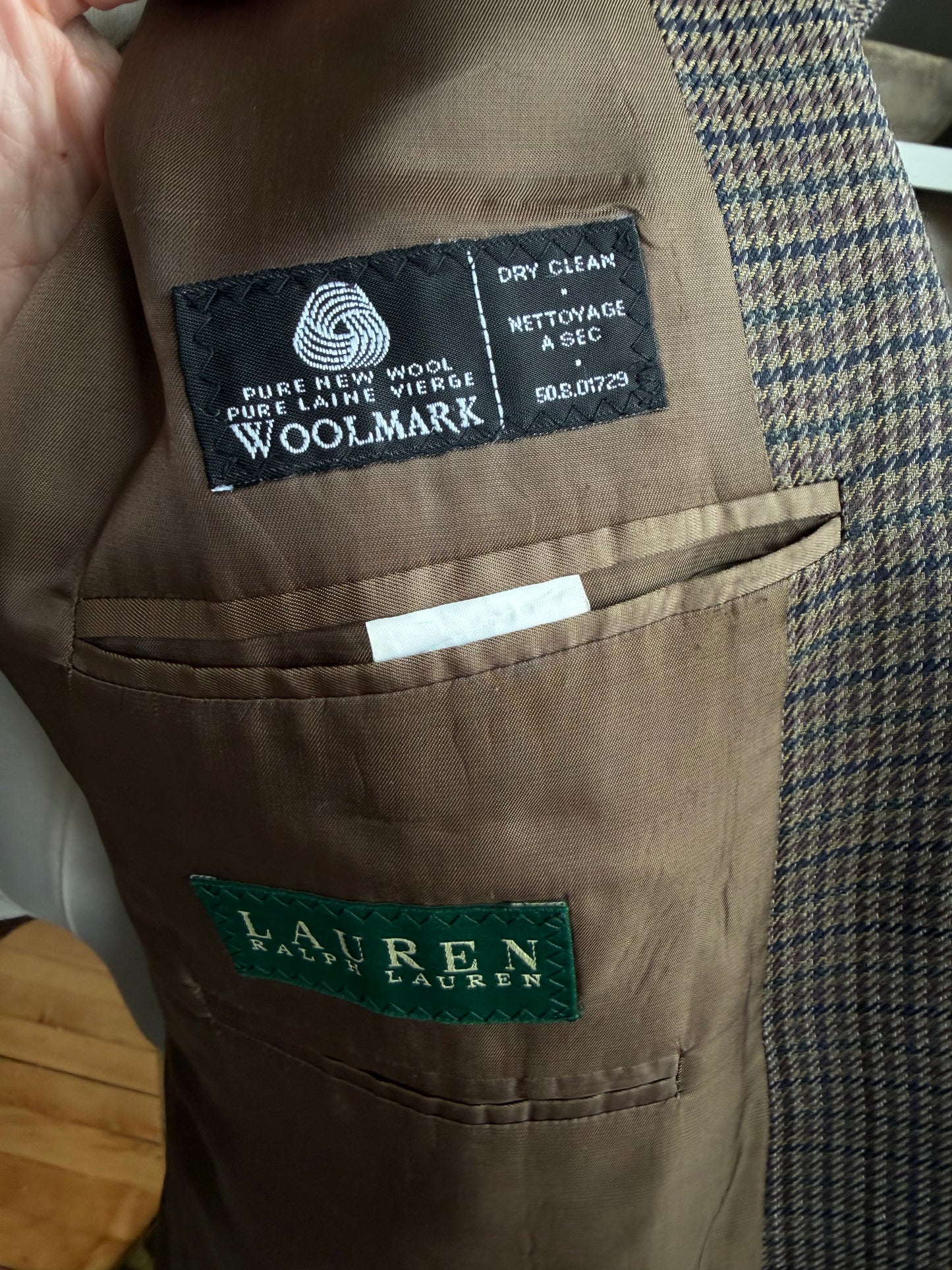90s Lauren by Ralph Lauren wool houndstooth blazer. Fits M-XL