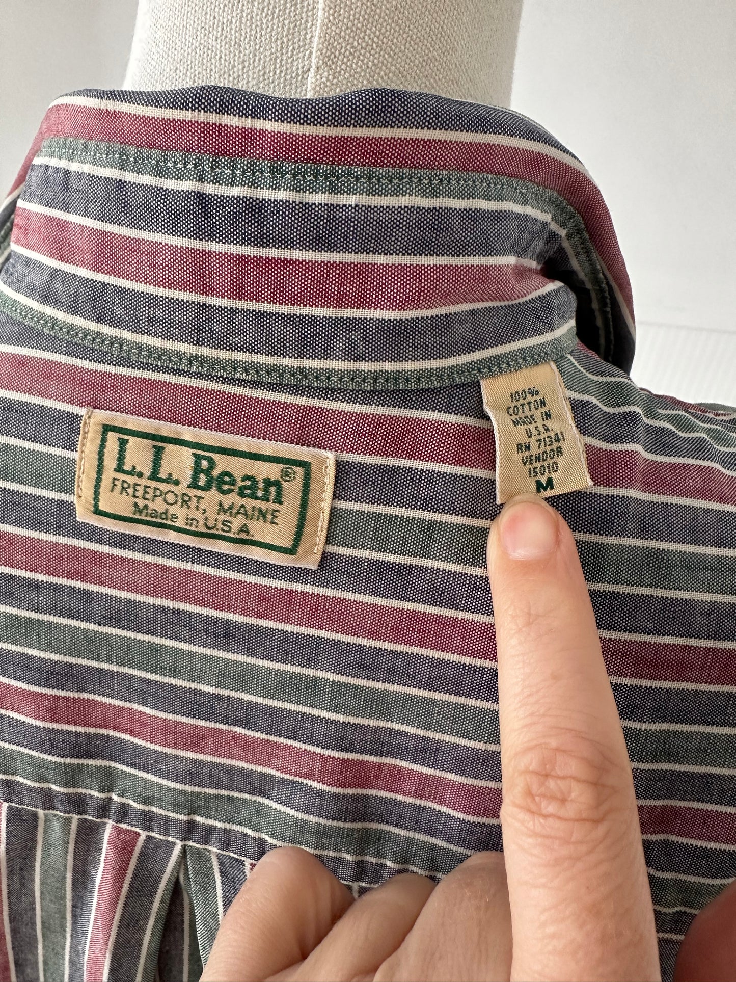90s LL Bean striped button down. Made in the USA