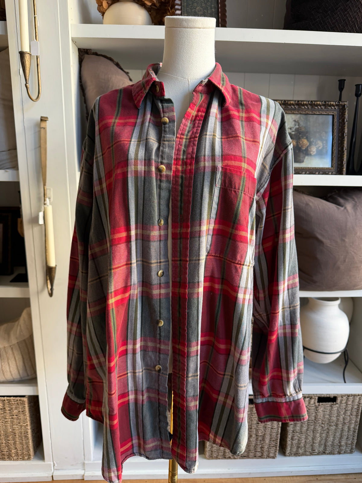 90s Nautica plaid button down. Made in the USA