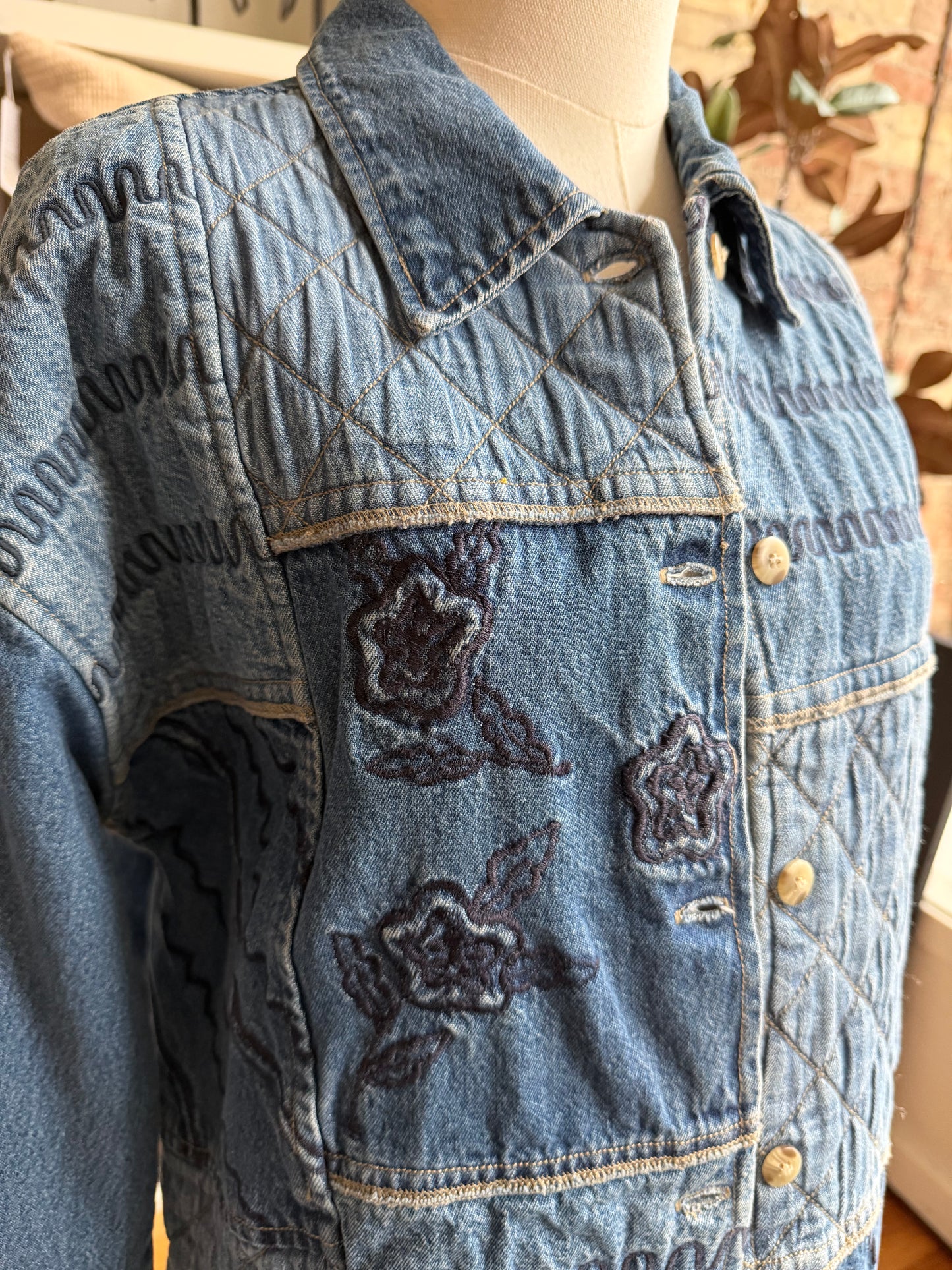 90s New Directions quilted denim jacket
